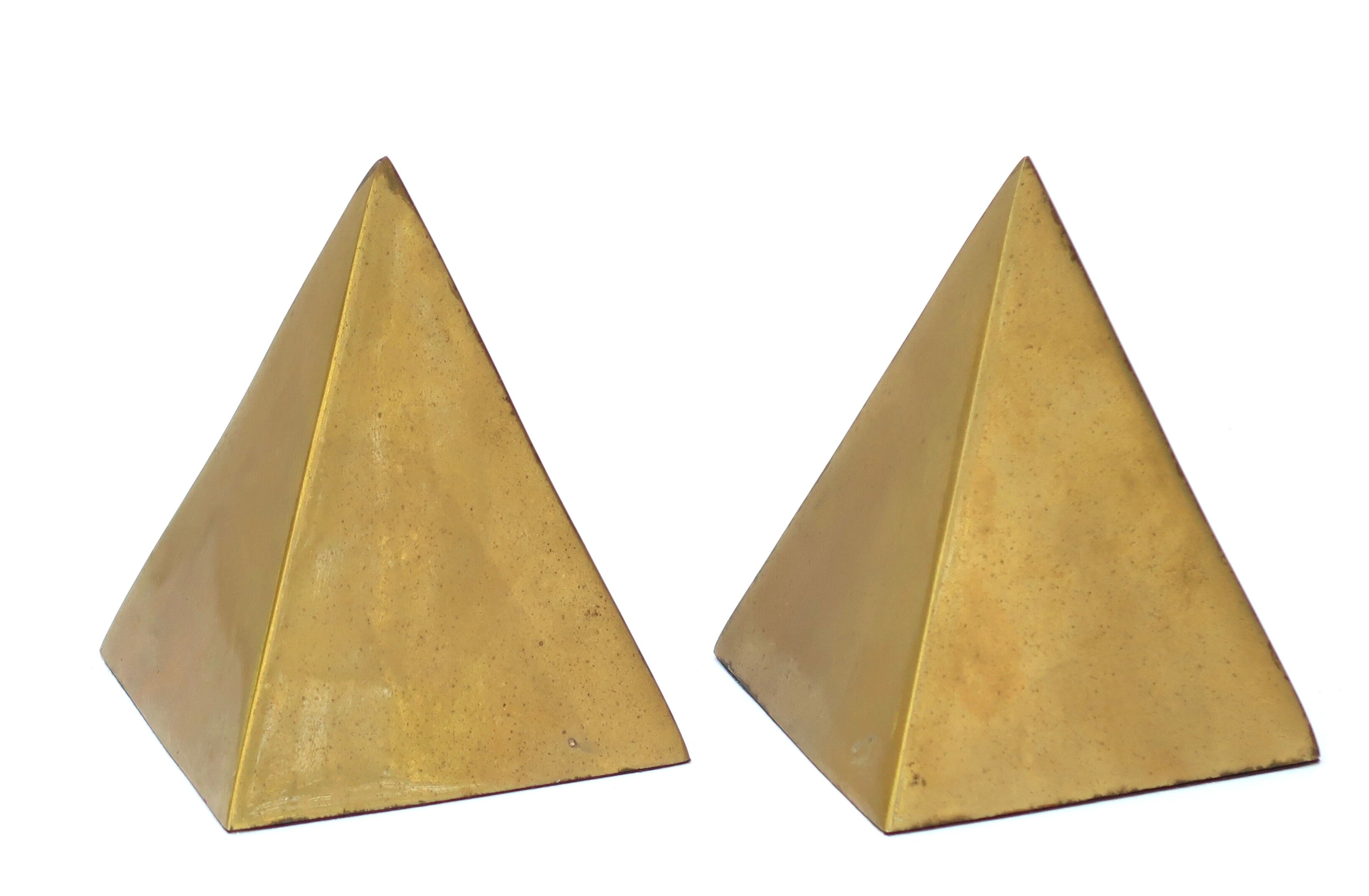 Brass "prism" bookends, 80s