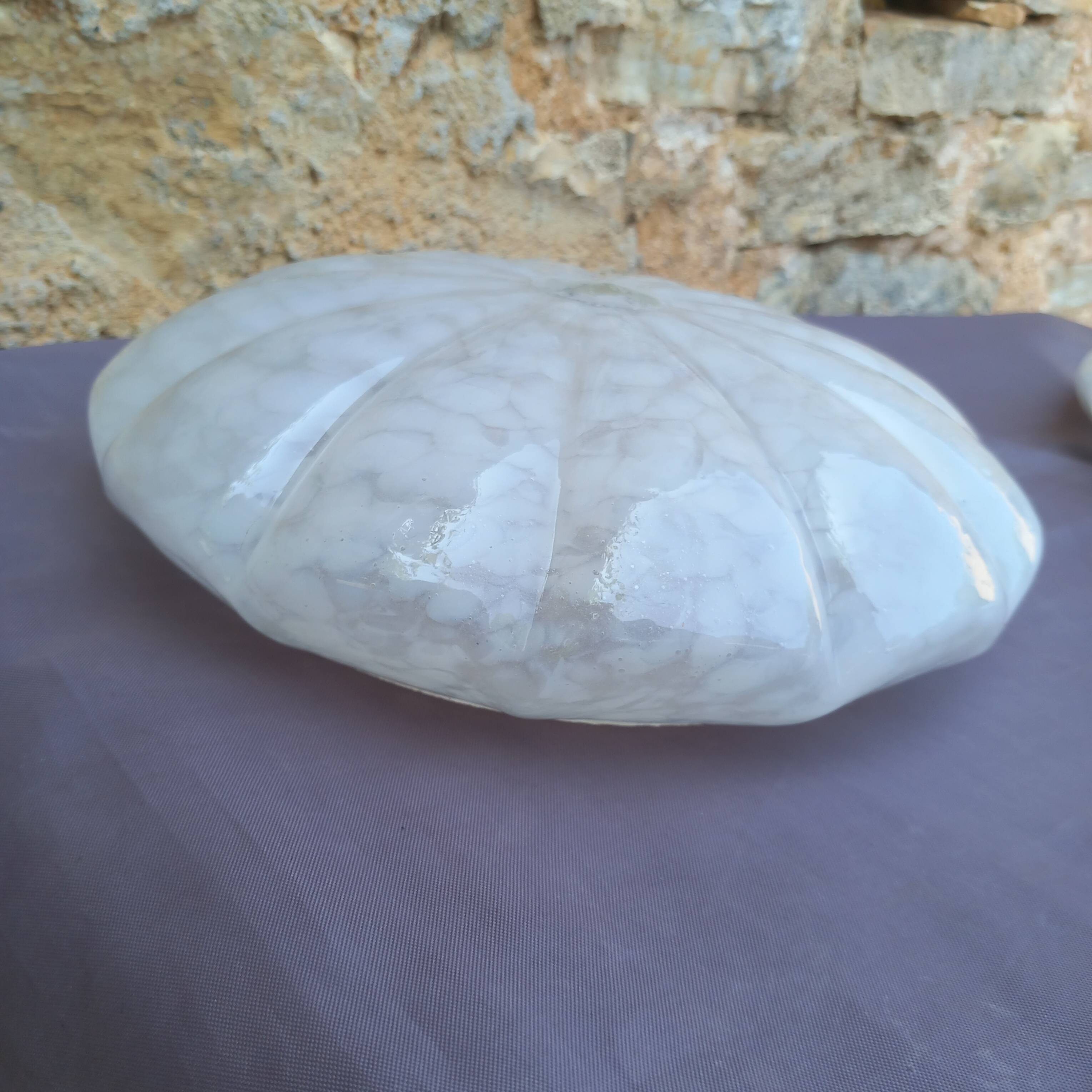 Set of 2 speckled art deco glass globes