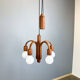 ‘Candela’ chandelier/pendant light by F. G. Schmidt for Domus, teak with 5 globe bulbs, 1960s