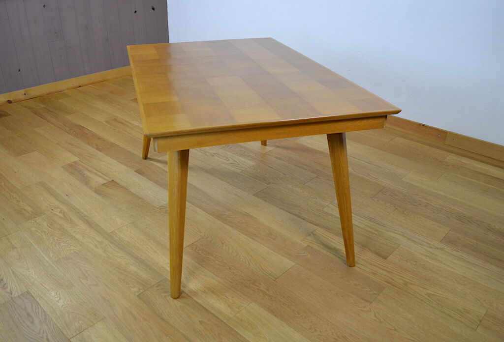 Table feet compass in vintage blond oak 1960