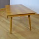 Table feet compass in vintage blond oak 1960