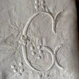 Monogram linen sheet, late 19th century.