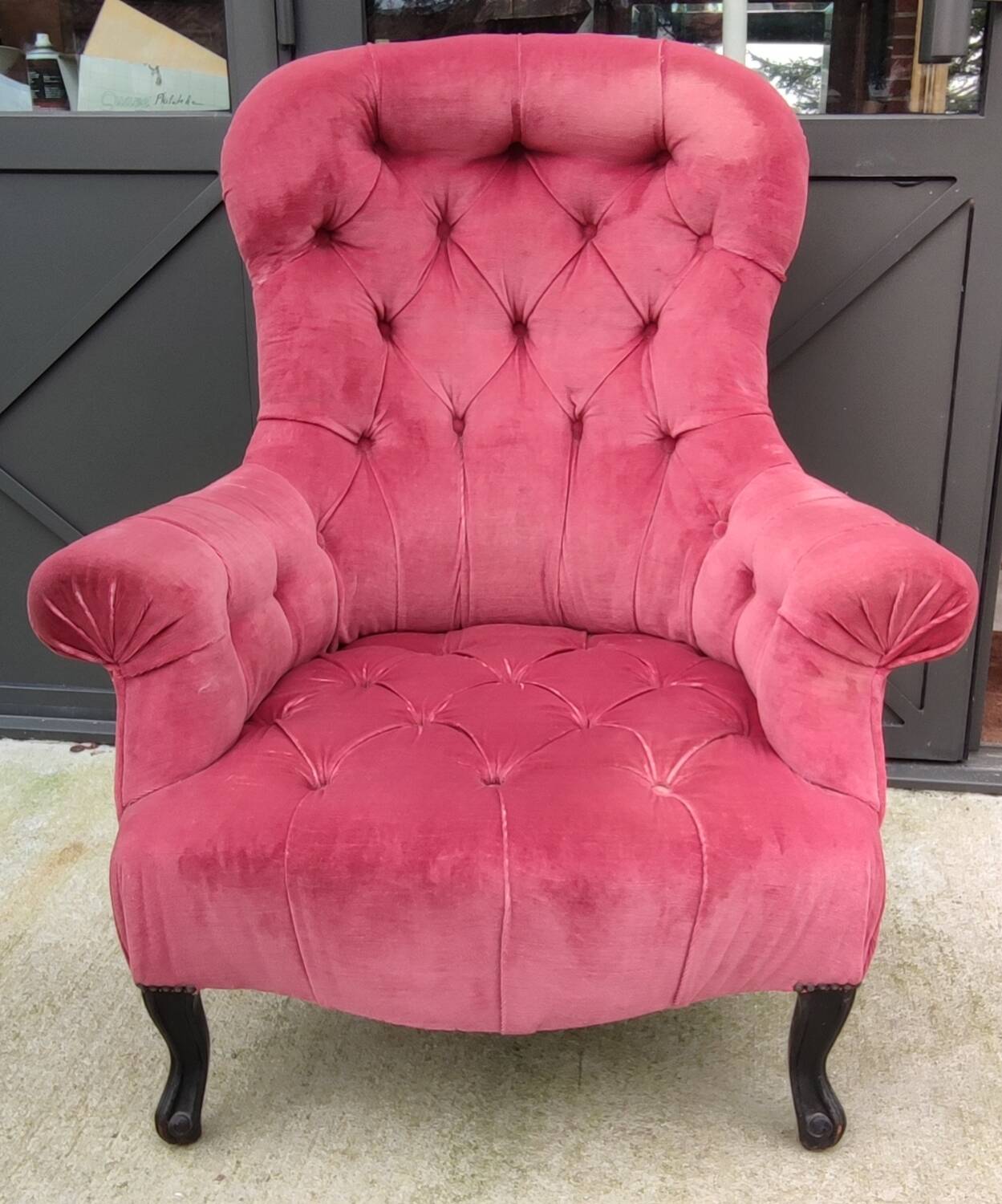 Old Napoleon III padded armchair