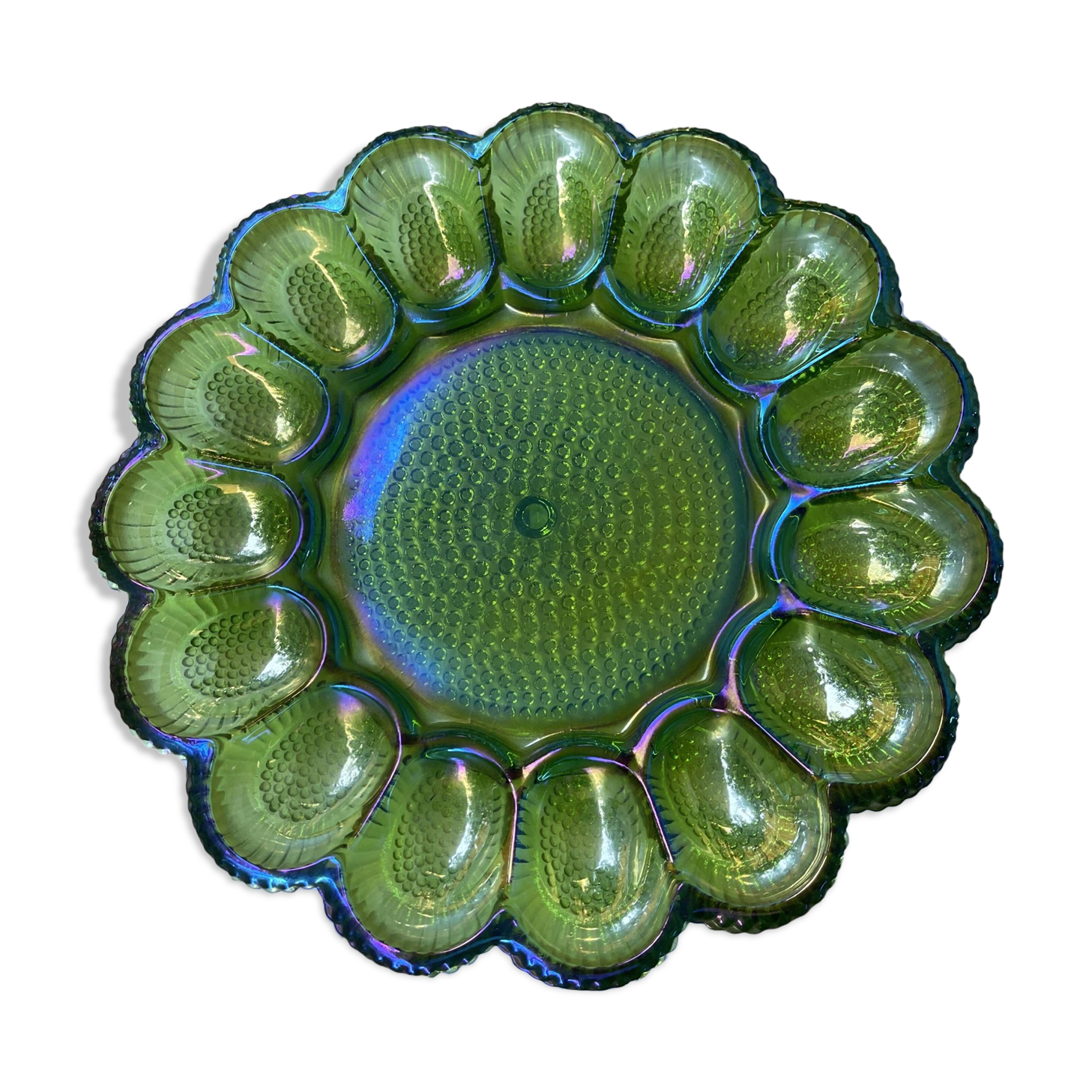 Presentation plate for stuffed eggs/oysters in studded glass
