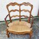 Provencal double armchair with woven rush in walnut
