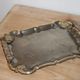Vintage silver and gold metal serving tray – Grape cluster decoration – 36 cm