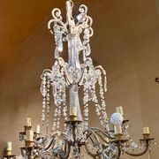 Italian Cut Crystal and Glass Beads Cage Chandelier, 1800s