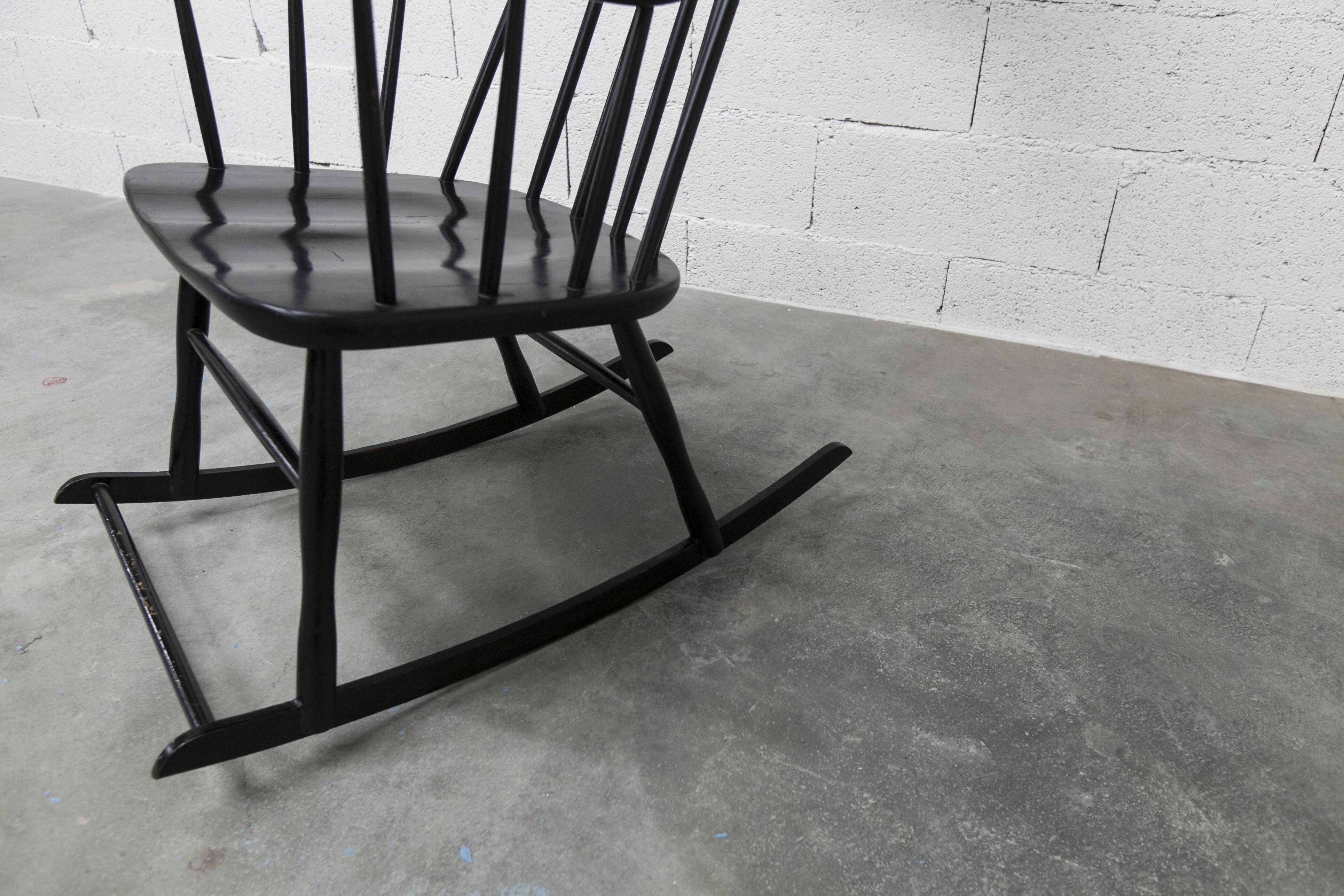 Grandessa rocking chair in black beech by Lena Larsson 1960 for Nesto