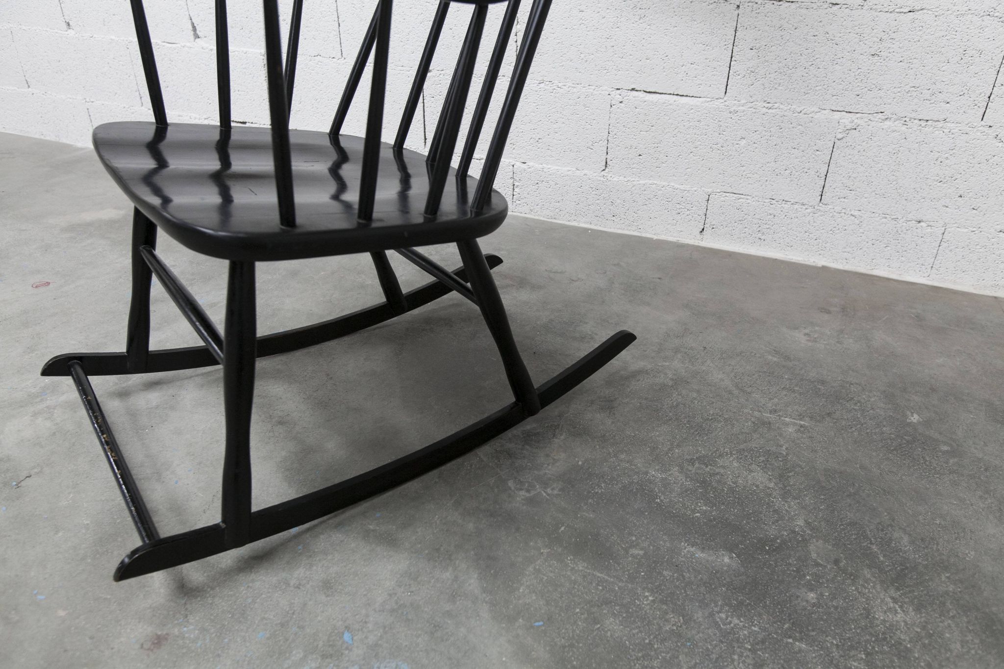 Grandessa rocking chair in black beech by Lena Larsson 1960 for Nesto