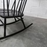 Rocking chair Grandessa en Hêtre noir par Lena Larsson 1960 pour Nesto
