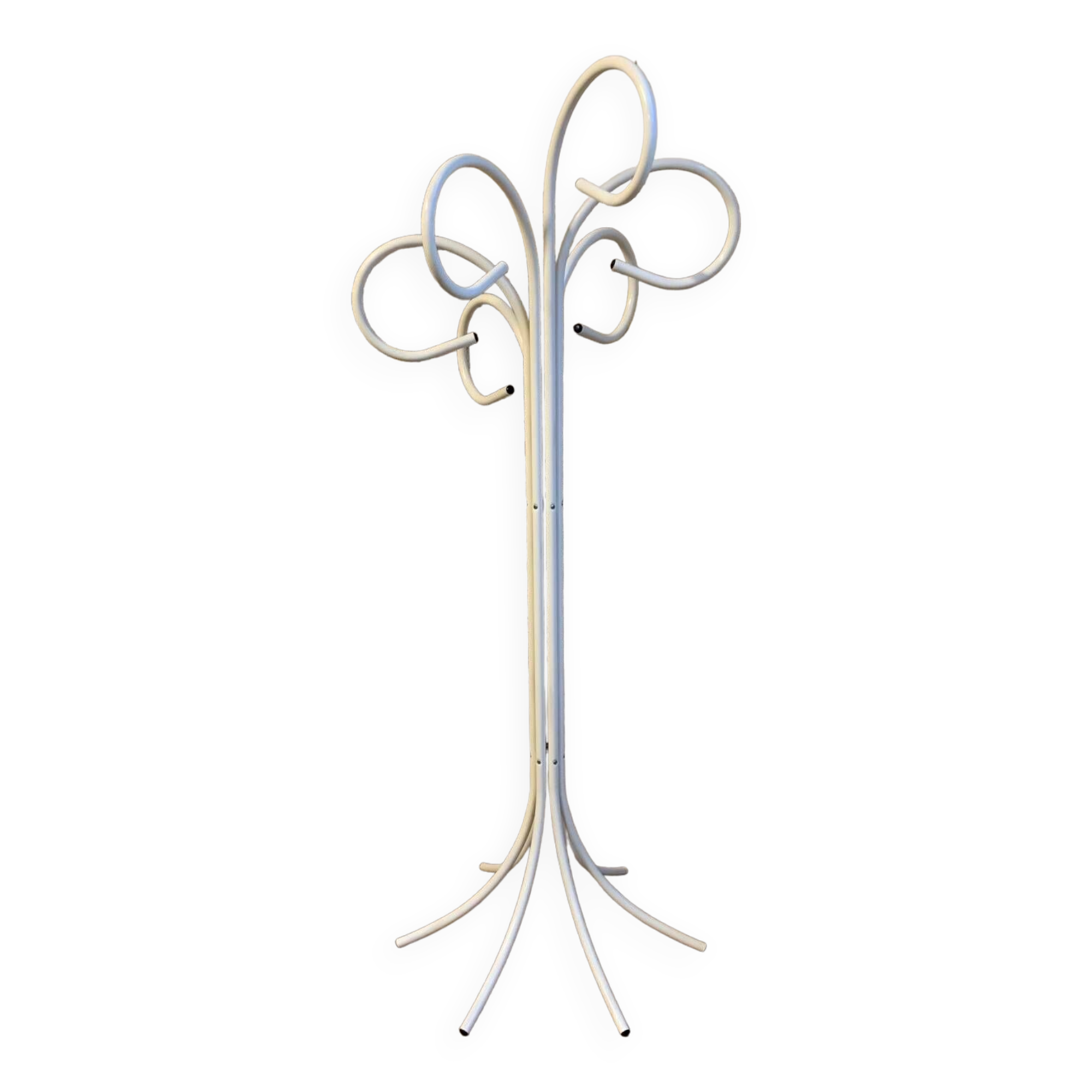 Original white lacquered metal coat rack from the 1980s