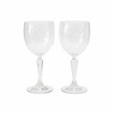 A pair of engraved crystal wine glasses