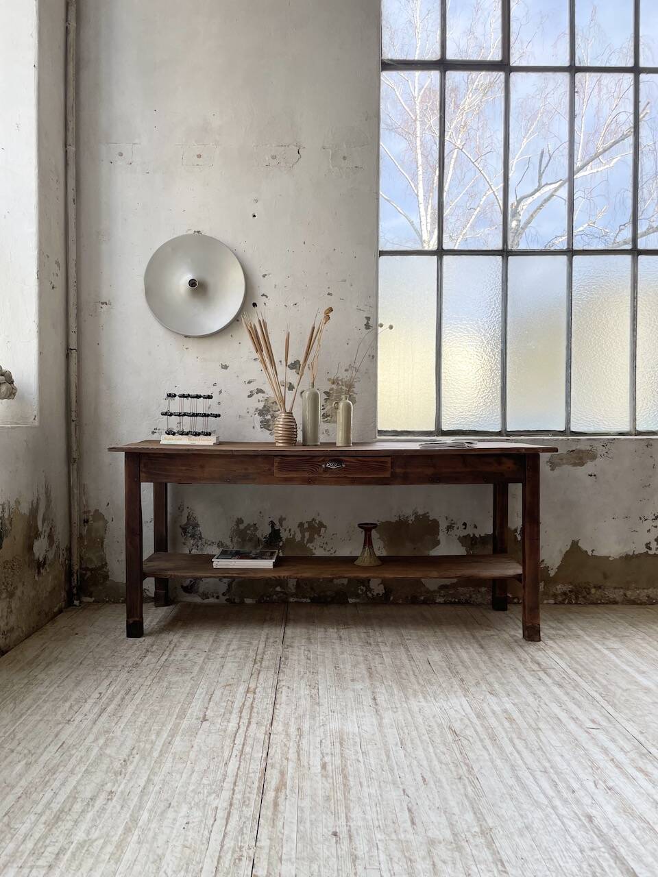 Drapery console table in pine