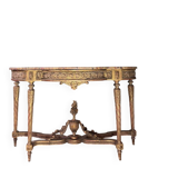 Console with 4 legs from the end of the 19th century in gilded wood in the Louis XVI style.
