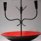 Gunnar Ander Mid-Century Vibrant Red And Black Candelabra, For Ystad Metall