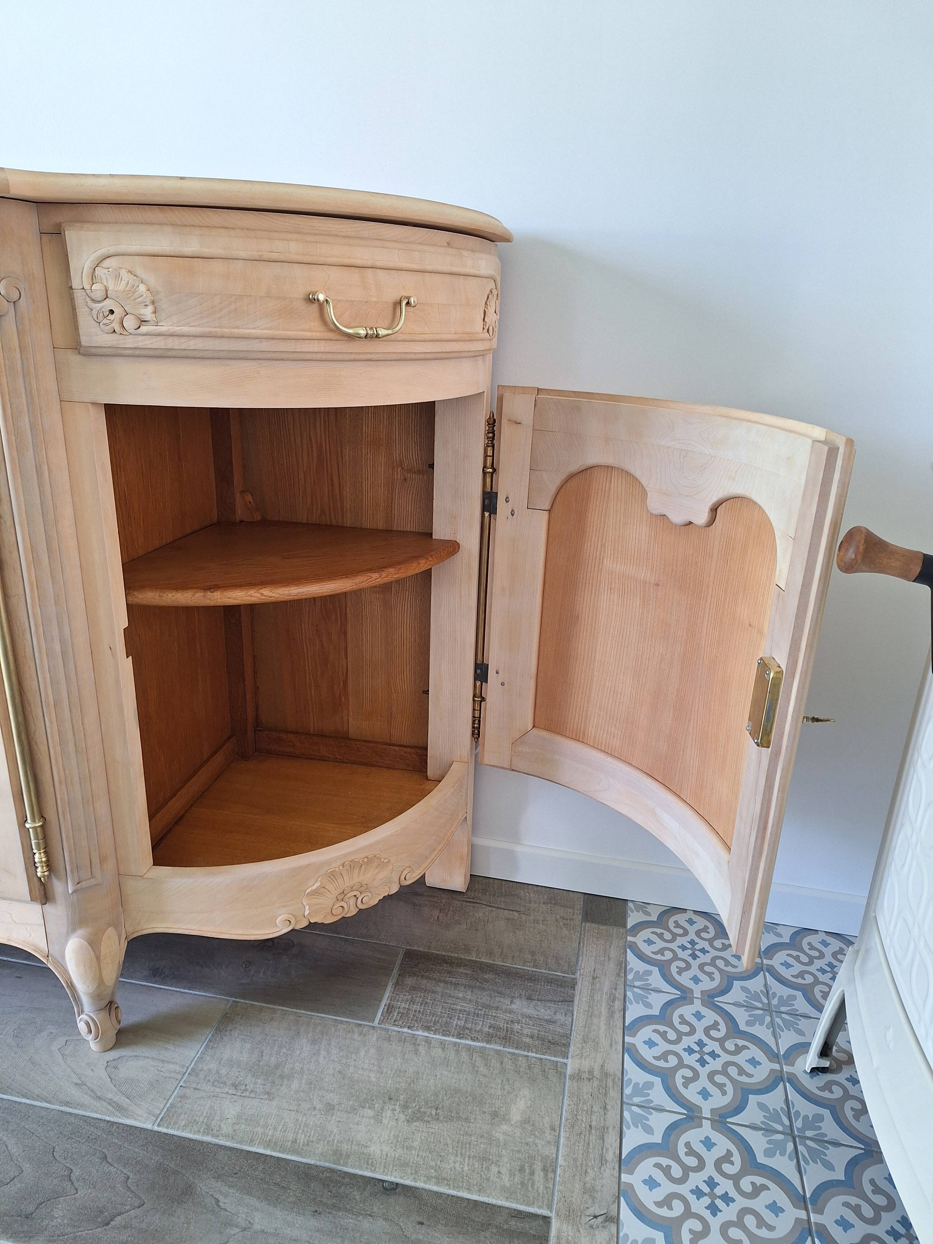 Low buffet in renovated solid cherry wood – Revisited Louis XV style – 250 cm