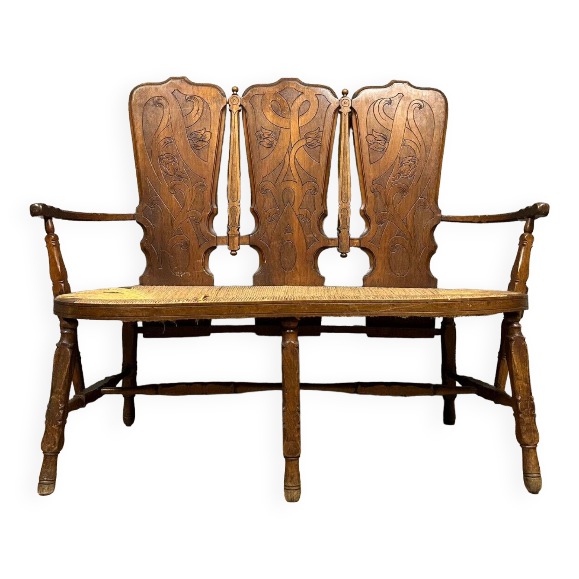 High-backed stepladder-type bench attributed to GALLÉ Emile (1846-1904), circa 1880-1890