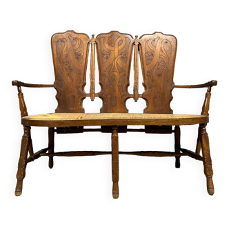 High-backed stepladder-type bench attributed to GALLÉ Emile (1846-1904), circa 1880-1890