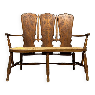GALLÉ Emile (1846-1904) (attributed to): stool-type bench with high back circa 1880-1890