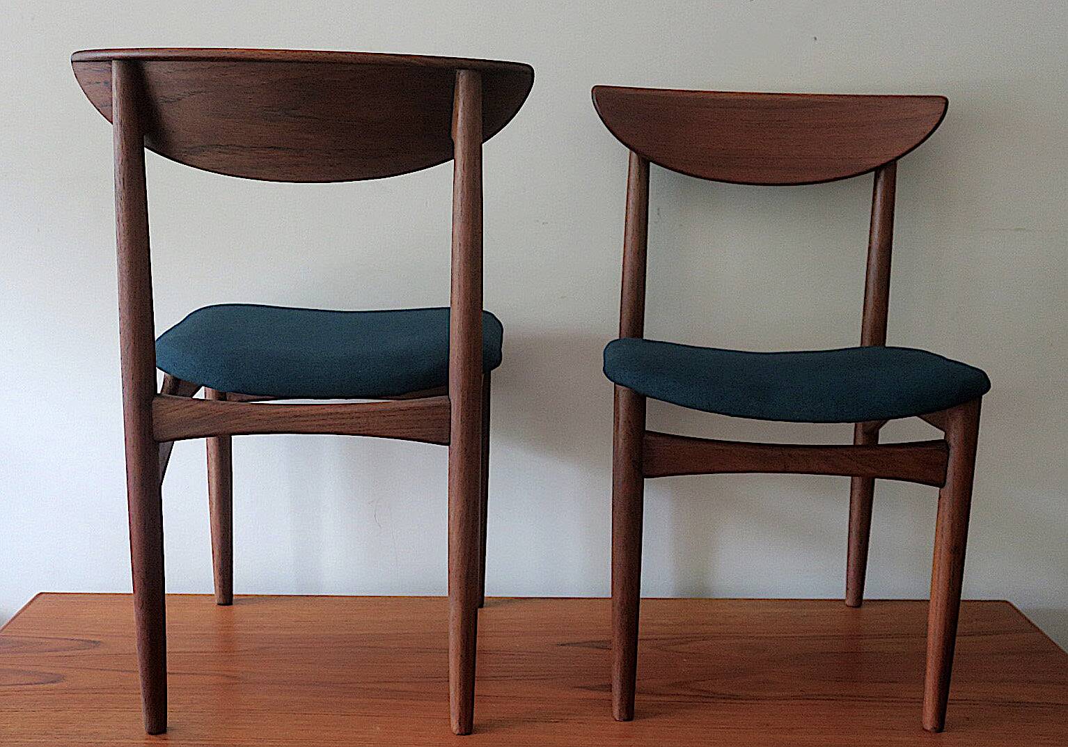 Pair of Lane Perception teak dining chairs in petrol blue-green, USA 1960s