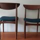 Pair of Lane Perception teak dining chairs in petrol blue-green, USA 1960s