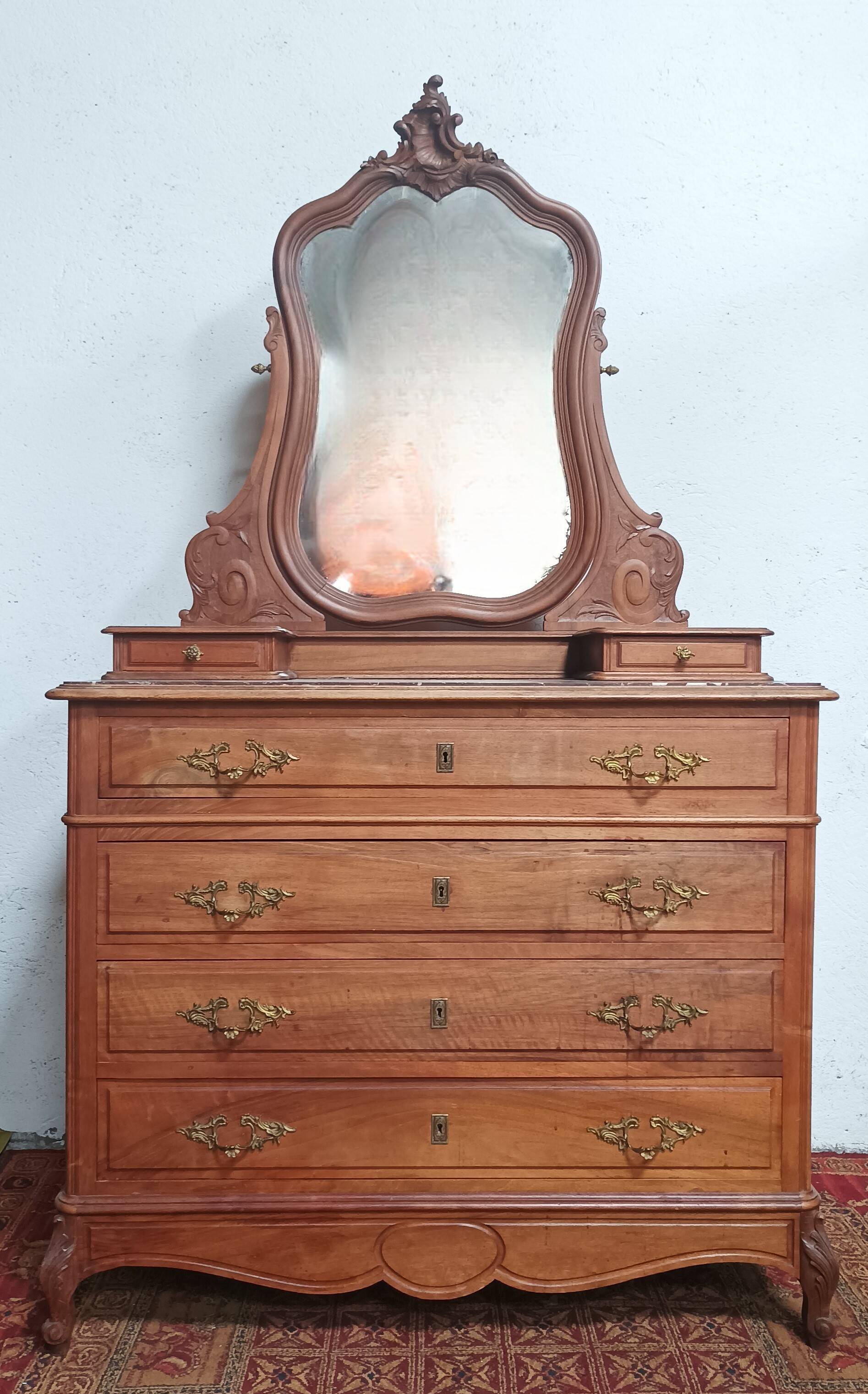 Louis XV walnut dressing table chest of drawers