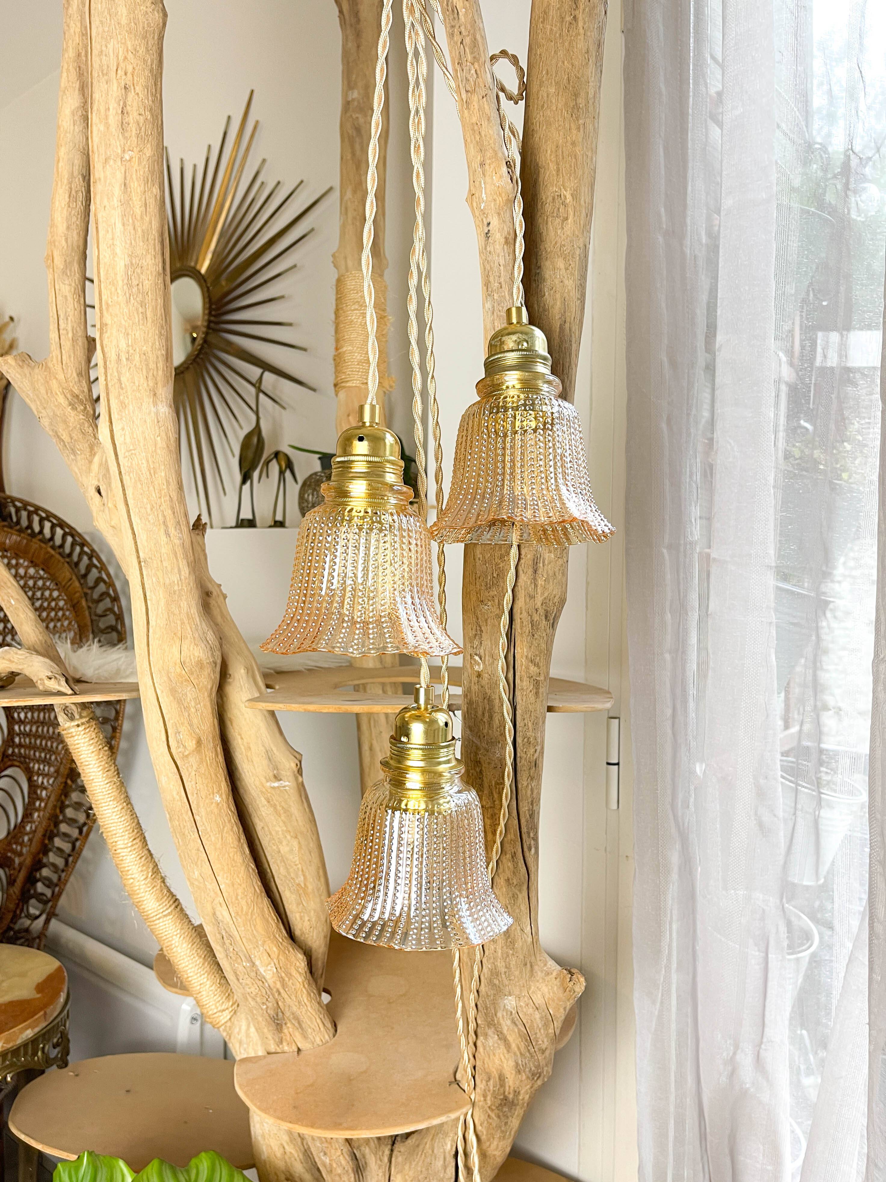 Vintage tulip lamps in customizable iridescent glass
