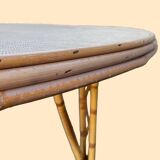 Bamboo and rattan table attributed to Audoux Minet