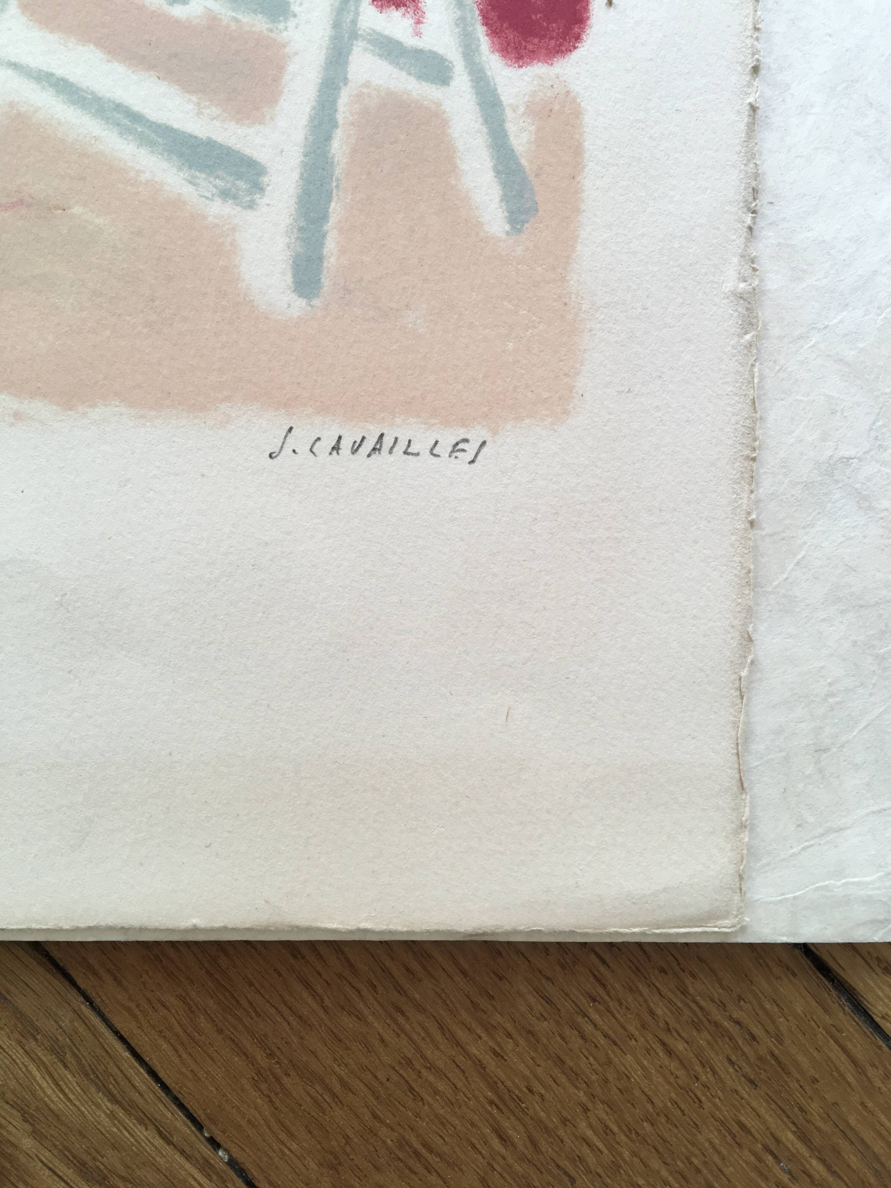 Lithograph of the port of Cannes by Jules Cavaillès.