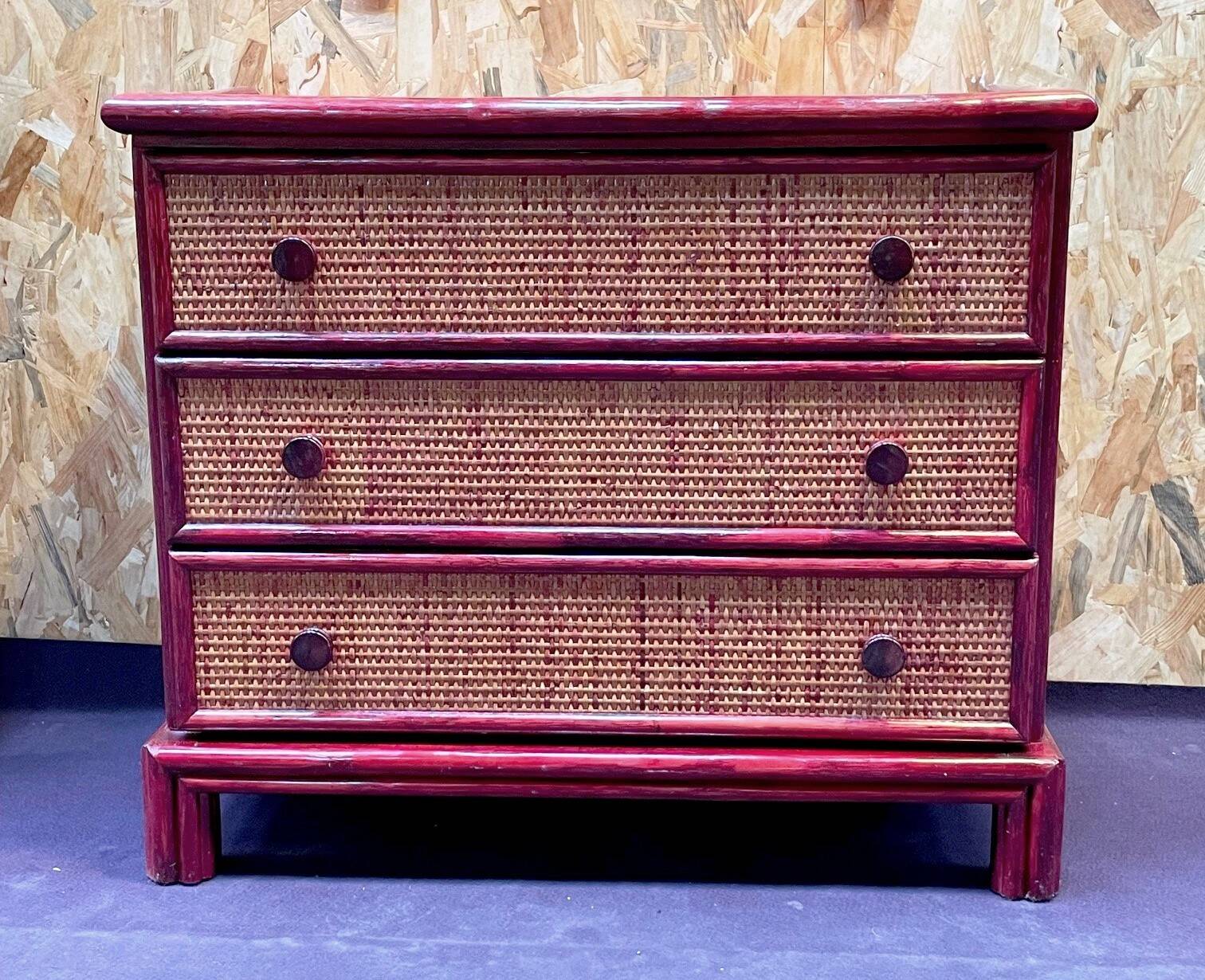 Vintage commode in rattan by Roche Bobois Maugrion from the 1980s.