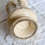 Vintage beige earthenware oil lamp base - Brown floral pattern - Col