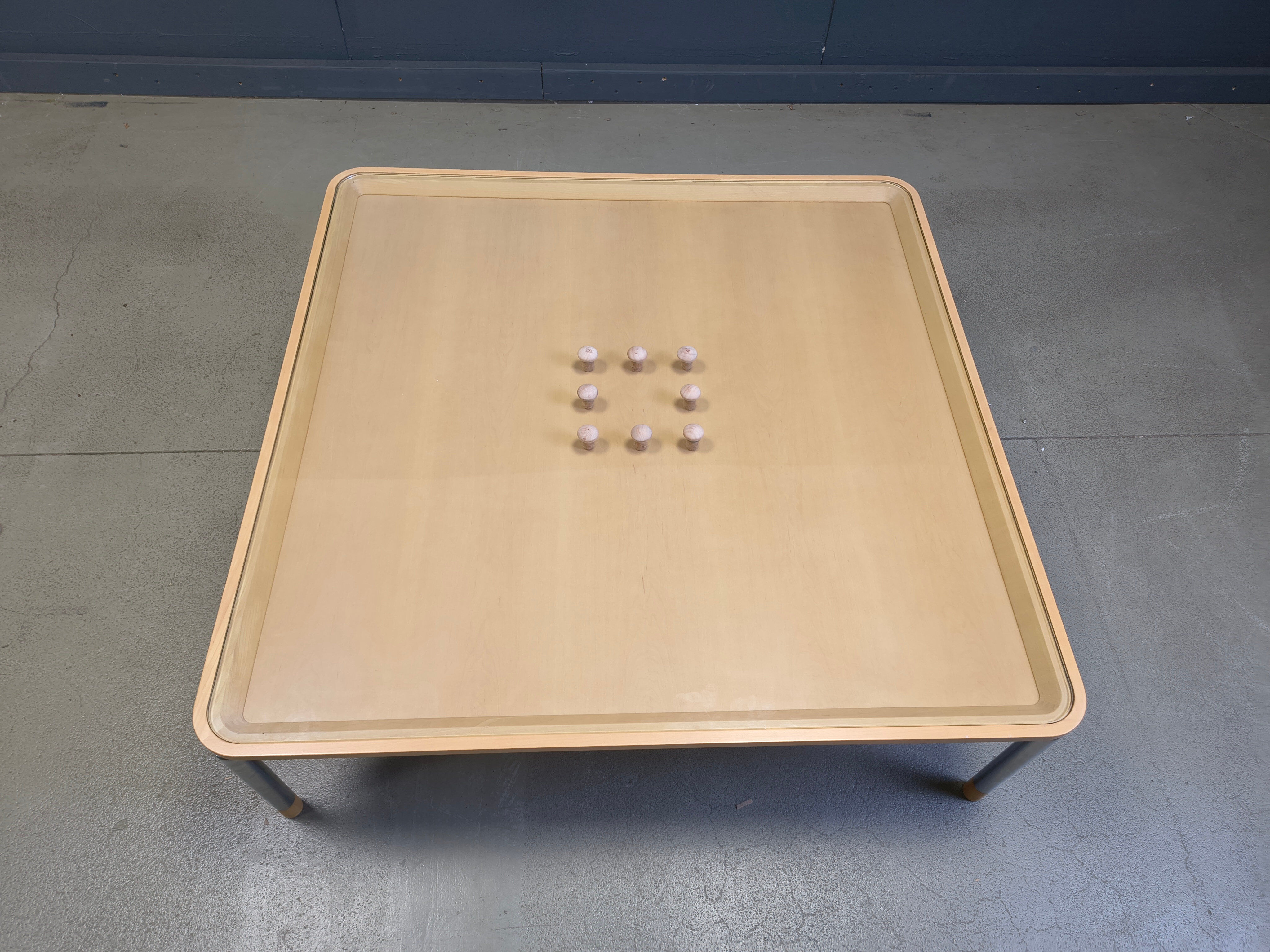 Table basse post-moderne en liège et en verre, années 1980