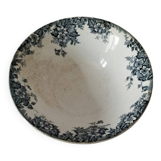 Antique salad bowl from Moulin des Loups, blue Marie-Louise pattern