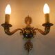 Paire anciennes appliques style Empire dauphins & palmes bronze C859