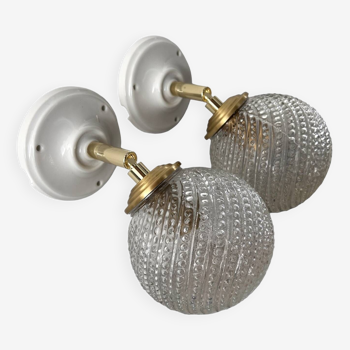 Pair of globe wall lights