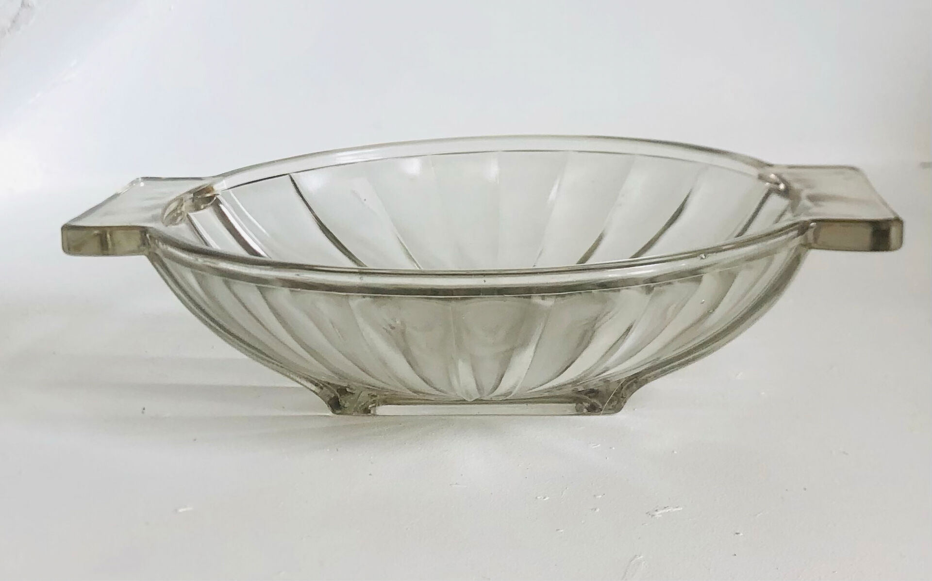 Art Deco pressed moulded glass bowl made in France