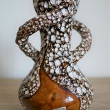 Vase Vallauris vintage brown-white