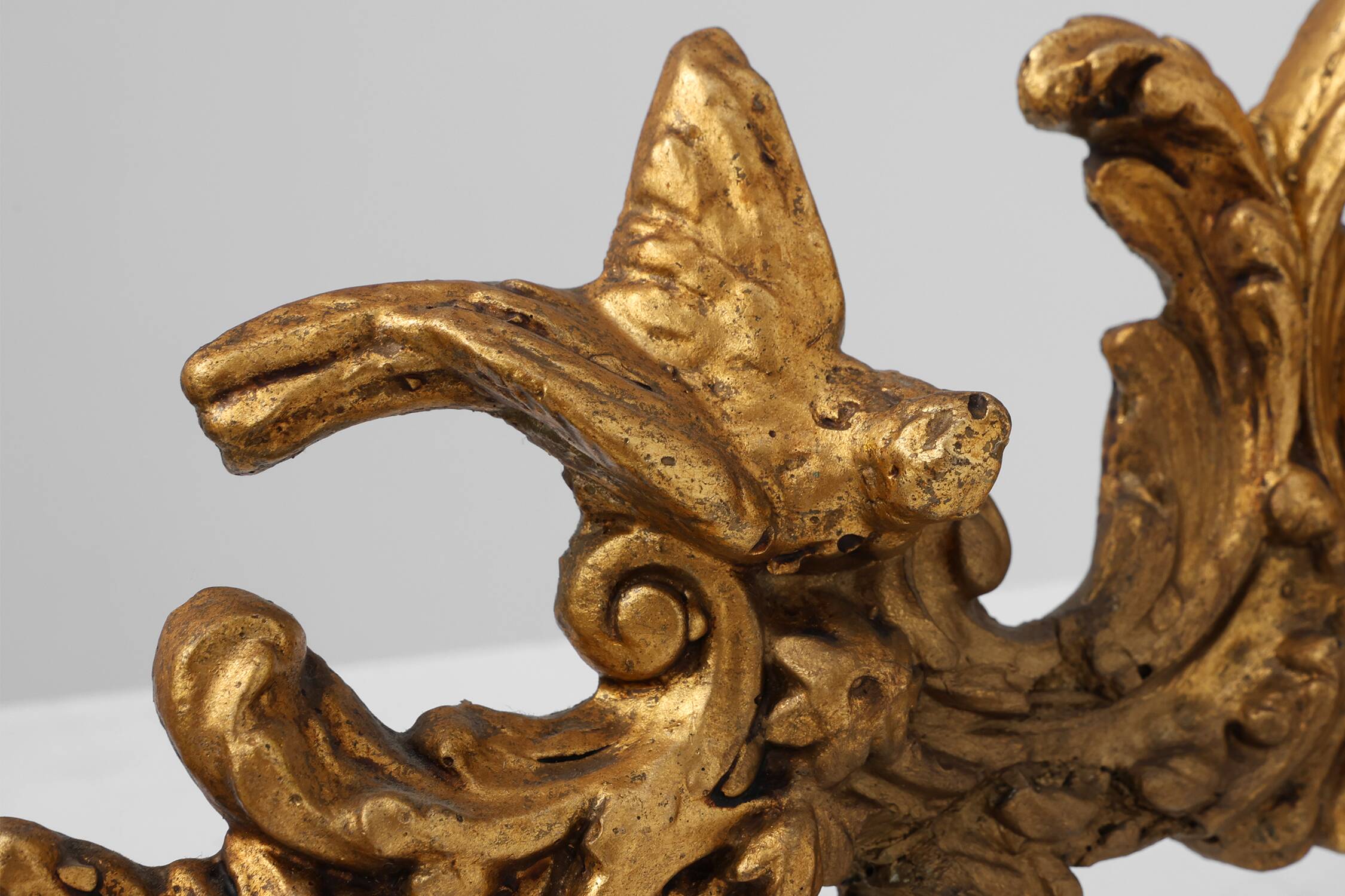 Louis XV Giltwood Ornament with Central Putto and C‑Scrolls, 18th Century