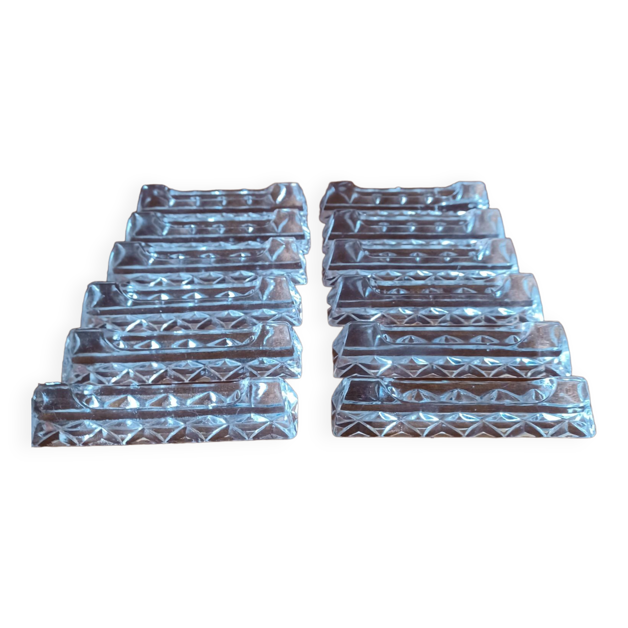 12 cut crystal knife holders.