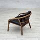 1970s, Danish armchair, rattan, black artificial leather.