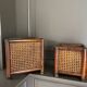 Caches-pots vintage en bois et cannage
