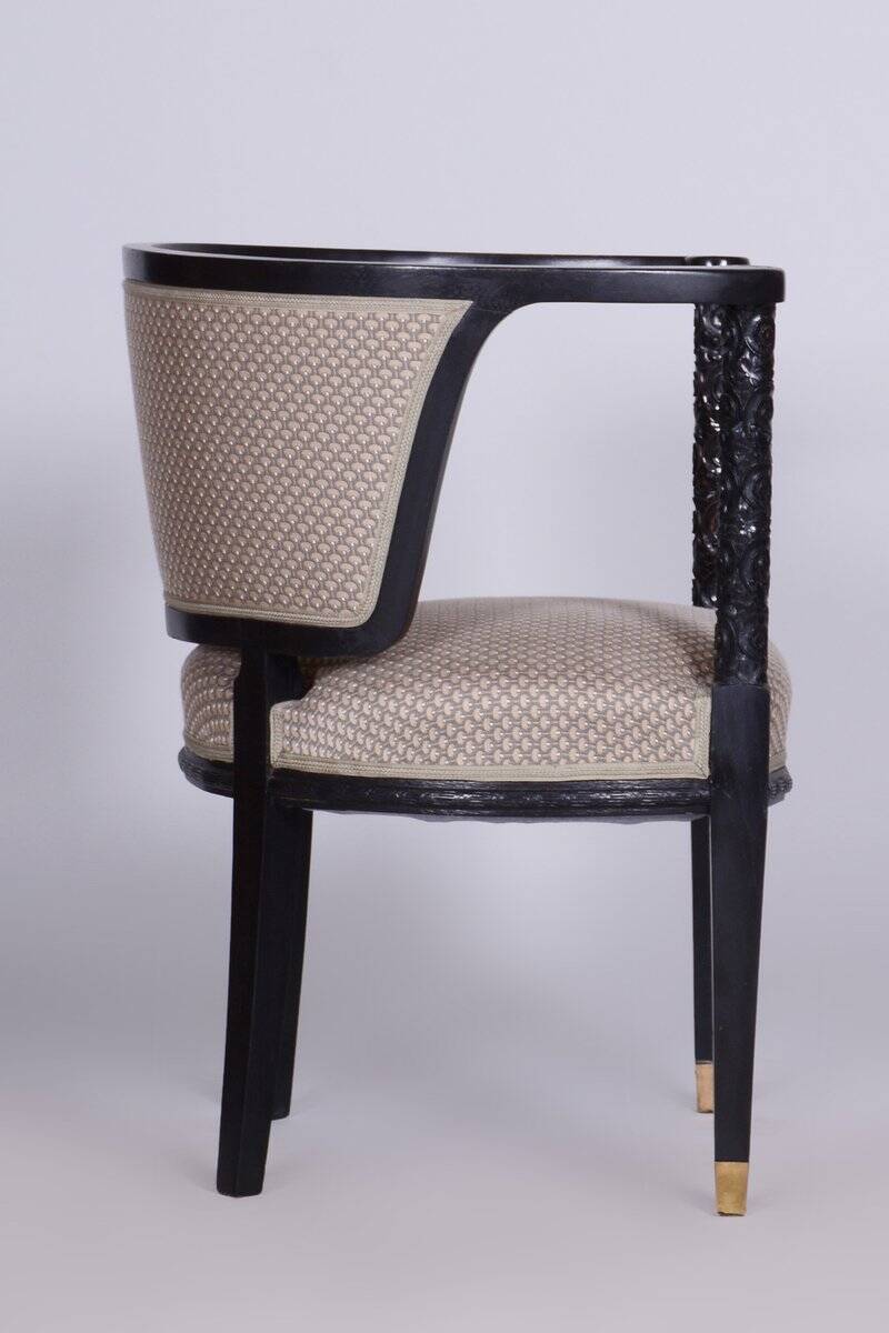 Art Nouveau Livingroom Set in Stained Oak & Upholstery from Wiener Werkstätte, Austria, 1910s, Set of 5