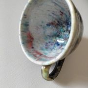 Tasses et soucoupes Morvan en céramique émaillée polychrome