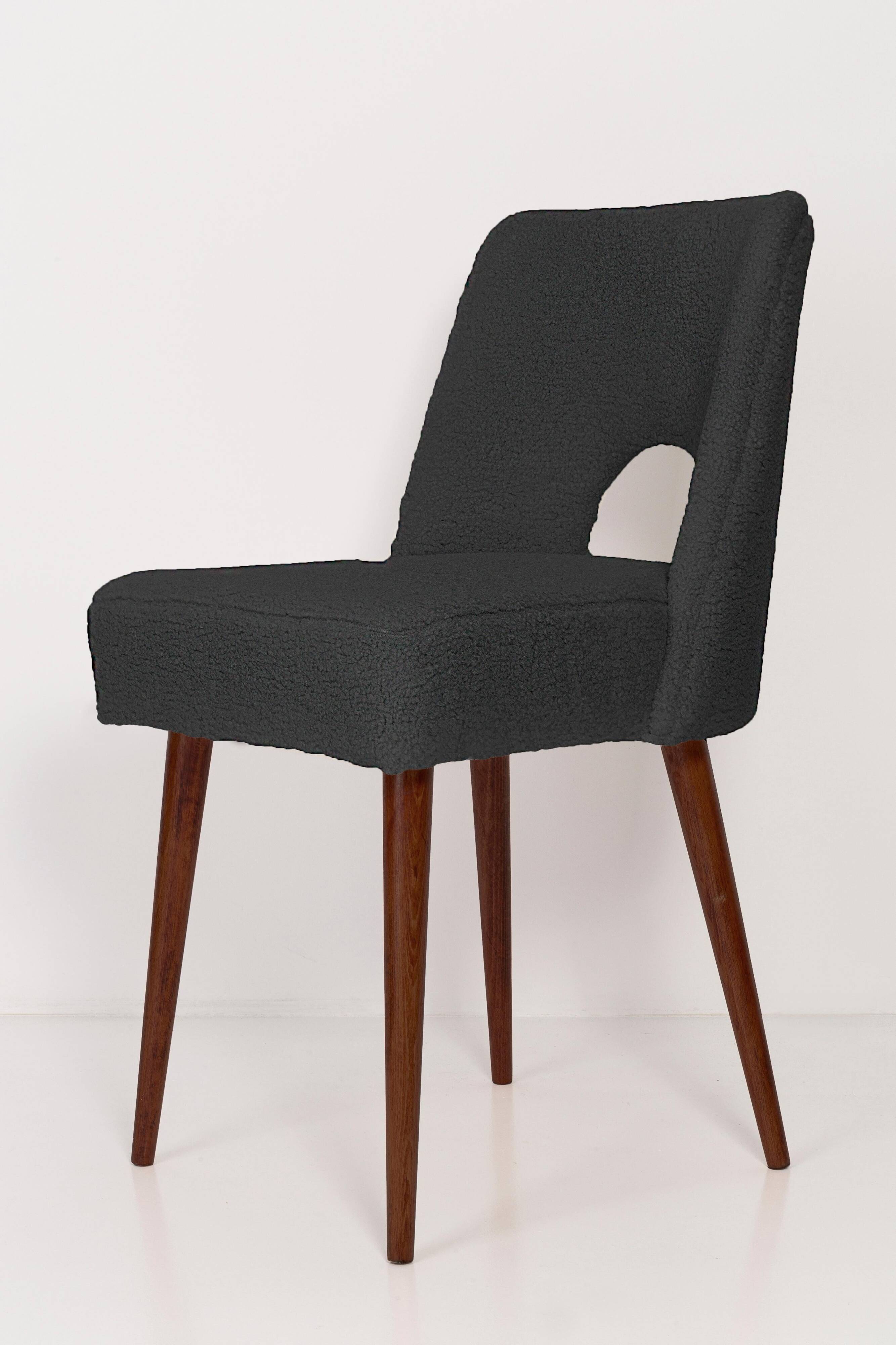 'Shell' chair in dark grey boucle, 1960s