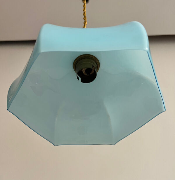 Mini suspension opaline bleue art déco