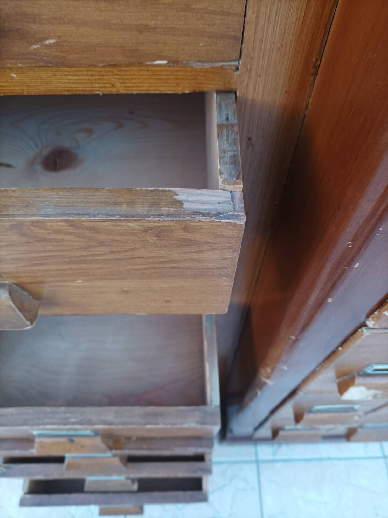 Apothecary or trade cabinet in fir with 53 drawers.