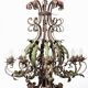 Lustre vintage en fer forgé polychrome