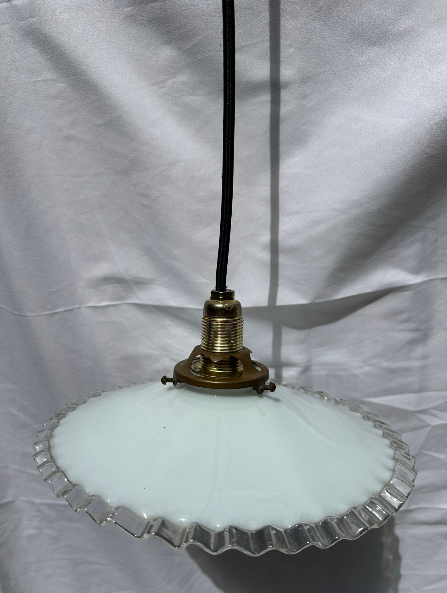 Vintage white opaline suspension lampshade