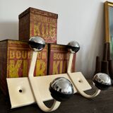 Wall coat rack with 2 vintage ball hooks