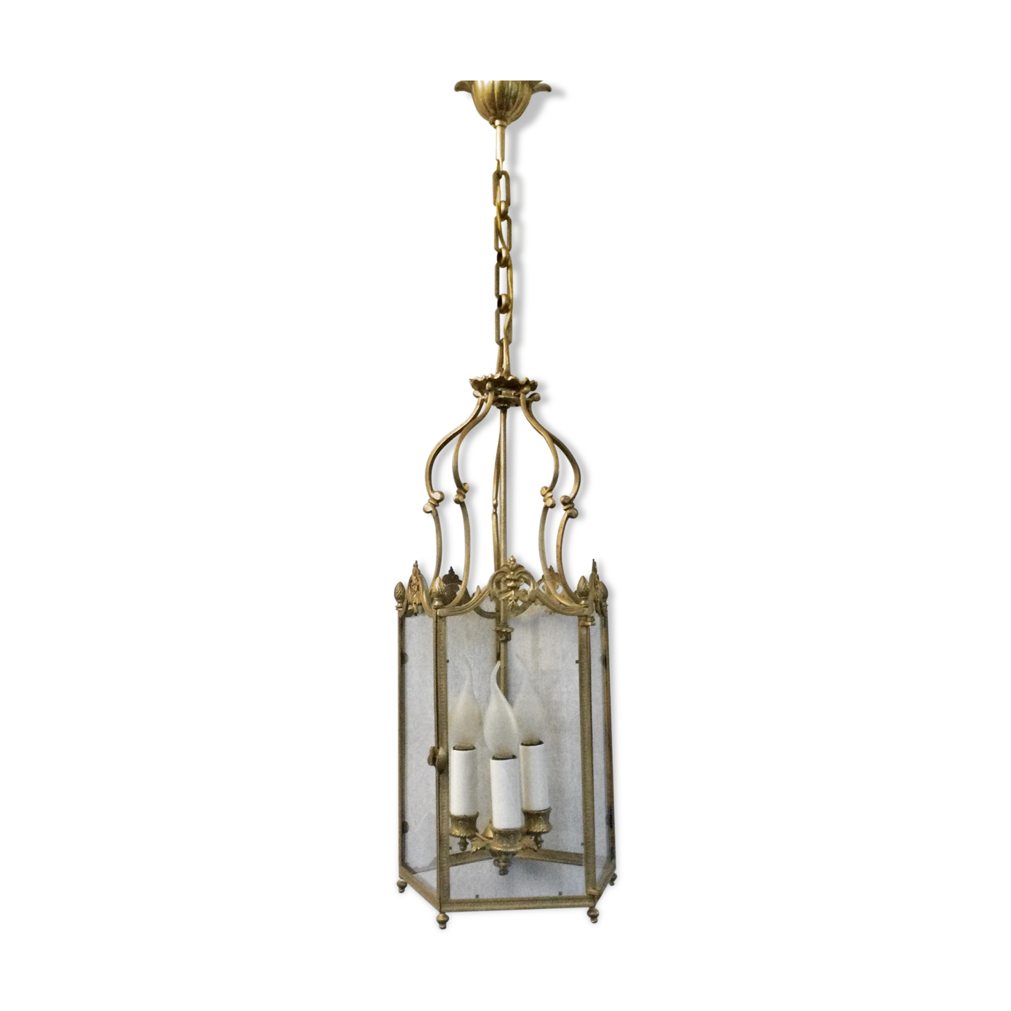 Lantern 3 lights bronze and brass